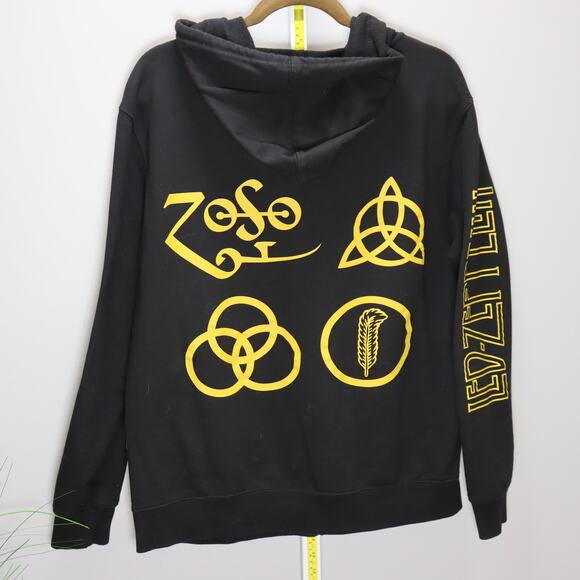 Led Zeppelin 2023 Mythgem Black Zip Hoodie Size L Yellow Graphics - Picture 2 of 3